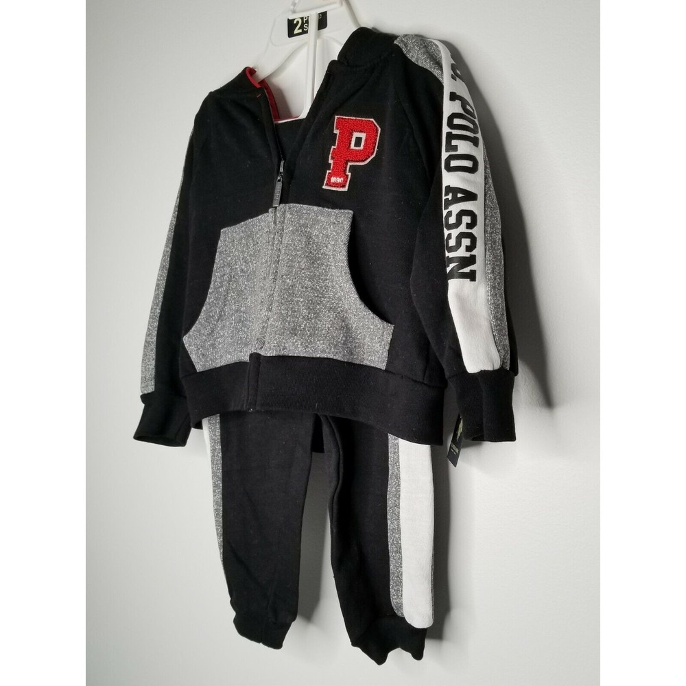 US POLO ASSN Boy's 2 Piece Jogging Set Size 3T Athletic Jacket Pants Set Outfit
